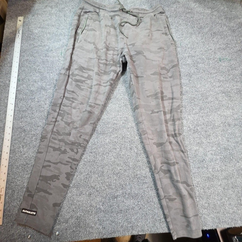 Alphalete Jogger Pants Mens XL Gray Camo Fleece Elastic Waist Athletic Lounge
